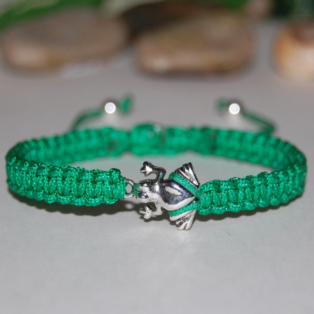 Frog Bracelet,Frog Charm Green Bracelet,Drawstring Bracelet,Frog String Bracelet